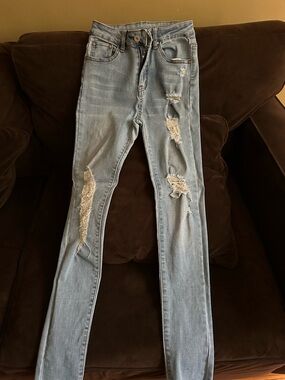 Light Blue Distressed Women's Jeans